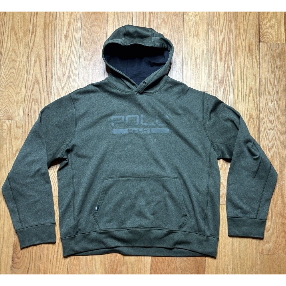 Polo Sport Ralph Lauren Hoodie Mens XL Army Green Performance THERMO VENT